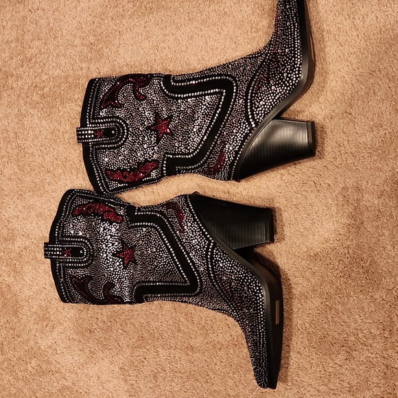 AZALEA WANG HYPE ME UP RHINESTONE CHUNKY HEEL  - Picture 7 of 8